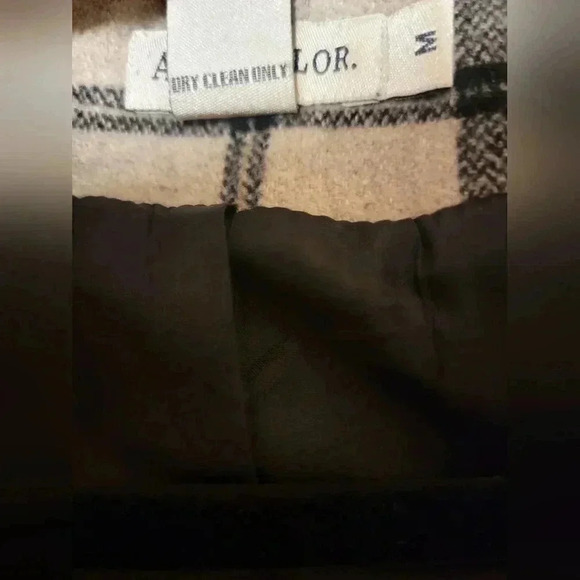 Ann Taylor Blazer Plaid Womens Medium Wool Blend Jacket Black Beige Academia y2k - Picture 3 of 7